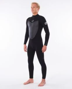 Flashbomb 4/3 Back Zip Wetsuit Steamer -Beach Men Wear wstygf blk 1 1